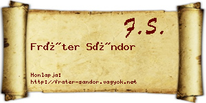 Fráter Sándor névjegykártya