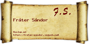 Fráter Sándor névjegykártya