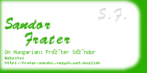 sandor frater business card